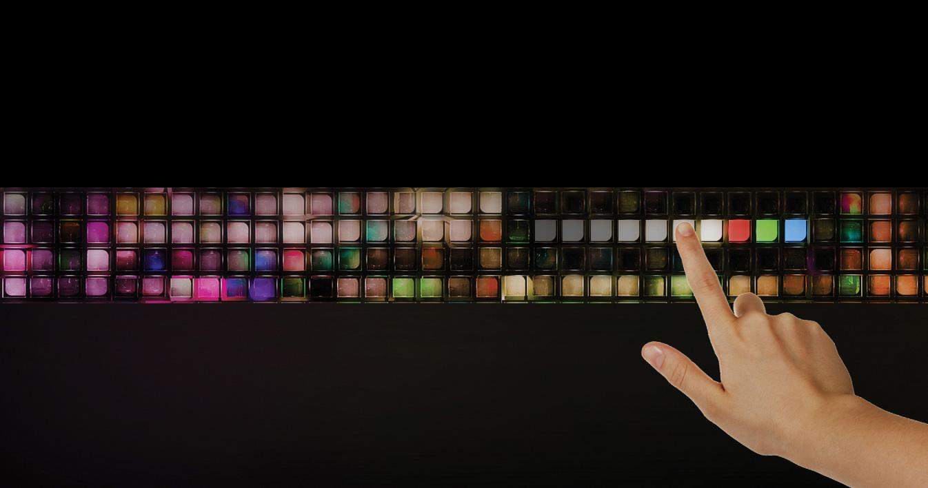 Solution LED intégrée au bâtiment avec programmation IoT de l’ambiance (couleur et luminosité).