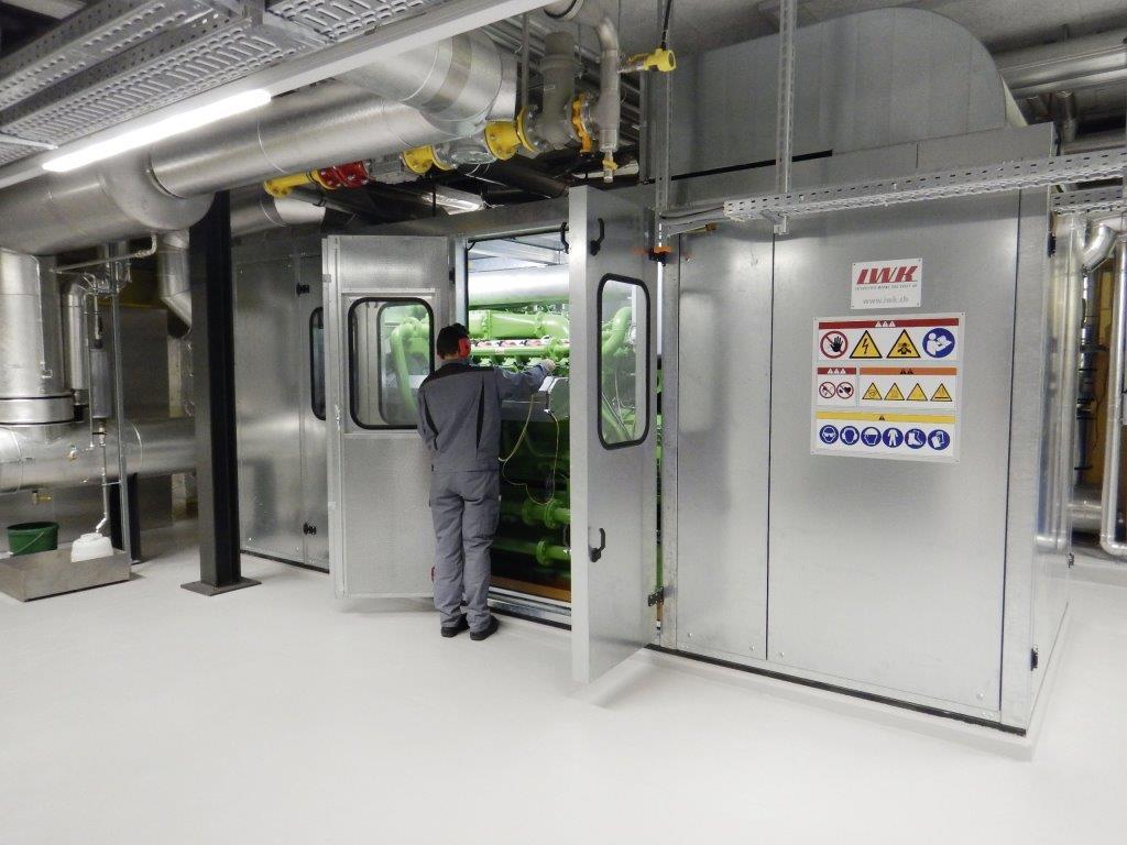 Das Blockheizkraftwerk der ARA Morgental in Steinach (SG) produziert aus Klärgas elektrische Energie. Die ARA nimmt am Alpiq-Regelleistungspool teil.